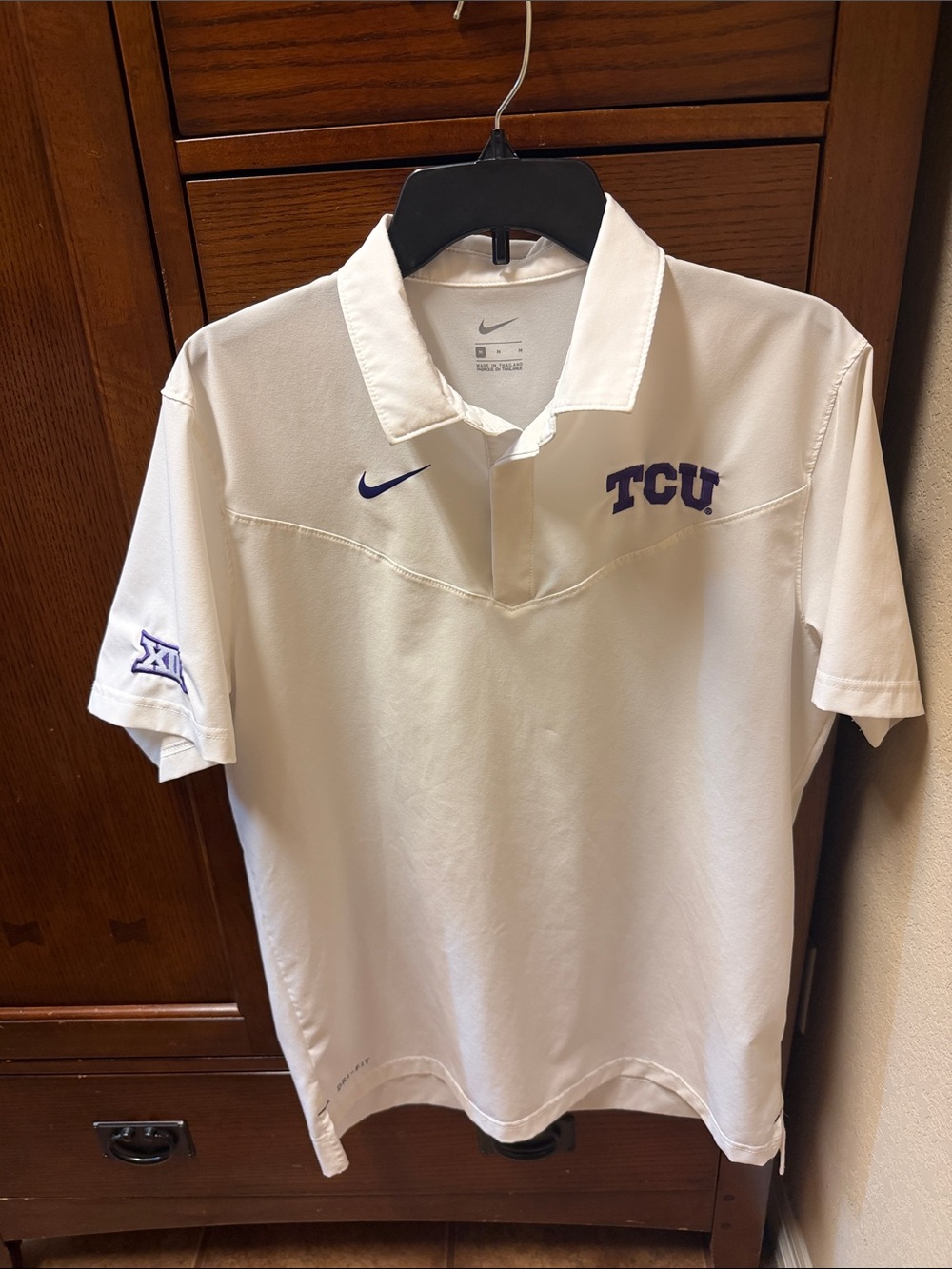 Nike TCU White Men's Dri Fit Polo Shirt